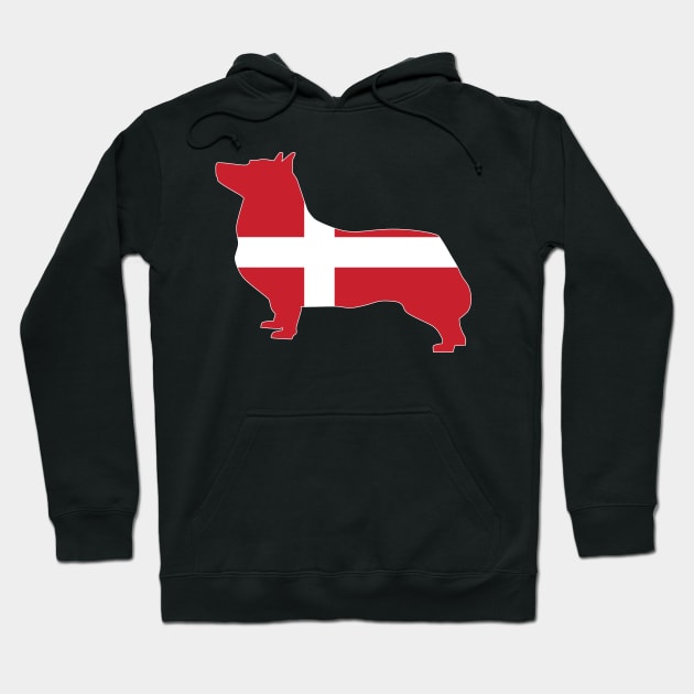 Swedish Vallhund Denmark Flag Filled Hoodie by DPattonPD